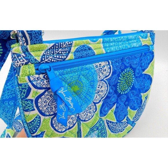 Vera Bradley Lizzy Crossbody Doodle Daisy Shoulder Bag Blue Green - Picture 8 of 12